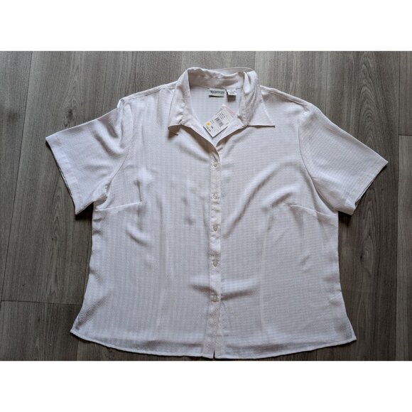 Vtg Apparenza Womens White Textured Shirt 2X Short Sleeve Collar Lightweight NWT - Picture 5 of 8